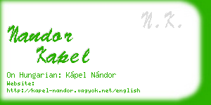 nandor kapel business card