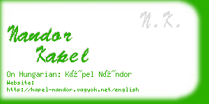 nandor kapel business card